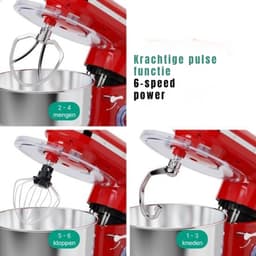DYNA® Mixer met mengkom - Mixer - Mixer met mengkom keukenmachine - Rood - ‎39x 24x 31cm; 6.3 kg — thumbnail 4