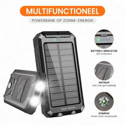 powerbank met zonnepaneel - geschikt voor iphone -geschikt voor samsung- zonneenergie - 10000mah - powerbanks -noodpakket- solar - — thumbnail 5