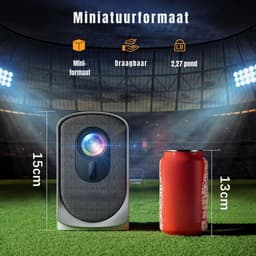 DYNA® Draagbare beamer - Beamer - Projector - Mini Beamer - Wit/Grijs- 15cm x 16cm x 10cm — thumbnail 3