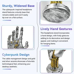 Futuristische Koptelefoon encontrollerhouder voor bureau - Robot Hand Design — thumbnail 4