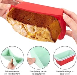6x Siliconen Broodvormpjes Set - Rechthoekige Cakevormen Antiaanbak - Geschikt voor Oven en Airfryer — thumbnail 5
