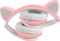 Draadloze Bluetooth-oortjes met een opvallend kattenoortjesdesign, stereo-koptelefoon met microfoon en verstelbare hoofdband, Geschikt voor desktops, laptops, tablets en smartphones. Kleur: Roze — thumbnail 5