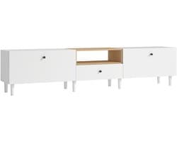 4goodz 200 cm TV-kast voor televisies tot 228 - 6 cm - 2 neerklapbare vakken - wit