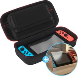 2BEFUN Case geschikt voor Nintendo Switch OLED - Incl. Screenprotector - Hoes - Beschermhoes - Opbergtas - Accessoires - Zwart — thumbnail 1