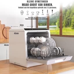 Core® Mini Vaatwasser - Vaatwasser - Tafelvaatwasser - Wit - 43cm x 43cm x 46cm — thumbnail 3