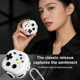 XDcase - hoesje geschikt voor Samsung Galaxy Buds4 / 4 pro soft case cover - wit - TPU hoesje Beschermhoes - Samsung Galaxy Buds 4 / 4 Pro Cover - Buds4 hoesje - Retro Game Console Design — thumbnail 4