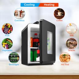 15L Mini koelkast - 2-in-1 Minibar - Koel & warm - AC/DC 230V/12V - Draagbare Mini Autokoelkast - Voor Auto, Kantoor, Camping & Thuis Eten, Drinken - Zwarte Glazen Deur — thumbnail 4
