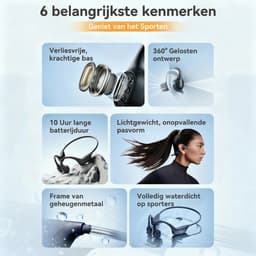Sanag Bone Conduction Headphones – Sport Koptelefoon – Open-Ear Sport Headset Bluetooth 5.4 – Veilig Fietsen & Hardlopen – 8 Uur Batterij – IPX5 Waterdicht – Titanium Frame – Zwart — thumbnail 2