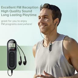 Radio - FM Radio - Draagbare Oplaadbare Zakradio met LCD Display en Belt Clip - Voor Joggen en Wandelen - Zwart — thumbnail 3
