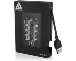 1TB Externe USB 3.0 Beveiligde Harde Schijf met Hardware Encryptie en Pintoegang