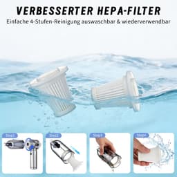 Glitzerlife Handstofzuiger, Accu, Mini-Stofzuiger, Draadloos, 25000 Pa, Handstofzuiger, Sterk, 4-In-1 Autostofzuiger Met Borstelloze Motor, 3 Standen, DraagGlitzerlife -bare Stofzuiger Voor Auto - Zilver-Wit — thumbnail 2