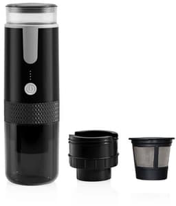 Draagbare espressomachine, oplaadbare mini-koffiemachine met capsuleaansluiting, geschikt voor kamperen, reizen, buitenactiviteiten en campers. Inclusief capsules en koffiepoeder. — thumbnail 1