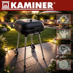 Kaminer Houtskoolbarbecue met deksel, 77 x 53 x 46 cm voor tuin en terras — thumbnail 5