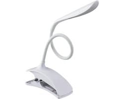 Oplaadbare Leeslamp - Boekenlamp USB - Nachtlezen Bed - 360° Flexibele Arm - 14 LED Traploos - Wit