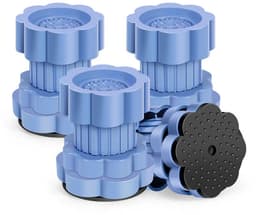 Een vierdelige wasmachineset bestaande uit verstelbare schokdempers (8-11 cm hoogte), anti-vibratievoetjes, een universele wasmachinebasis en een verhoger voor de droger. — thumbnail 4