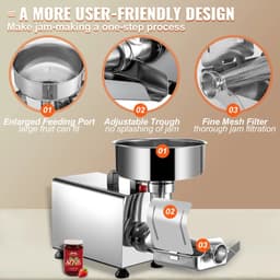 ACEP Elektrische Tomatenzeef voor saus en jam - 370W - RVS - Food processor - Keukenmachine - Blender - Sapcentrifuge - 2.7 L - — thumbnail 3
