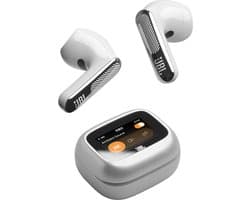 JBL Live Flex 4 – Draadloze Oortjes met Noise Cancelling – Smart Case met Touchscreen – Bluetooth Draadloos Oordopjes – 50 uur – Waterdicht – IP54 - Zilver