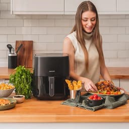 Heteluchtfriteuse - Airfryer - Gezond Koken - PerfectCook Technologie - 5.5 Liter - Zwart — thumbnail 3