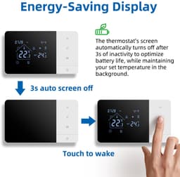 Wifi thermostaat | Opbouw | Wifi | Touchscreen bediening | USB voeding | CV installatie | Smart Life app | Spraakbediening | Zwart wit — thumbnail 4