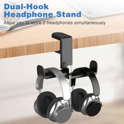Headset houder voor gamers en kantoor, draaibare bureau hoofdtelefoonhouder, kabelorganizer, zwart, handig. — thumbnail 5