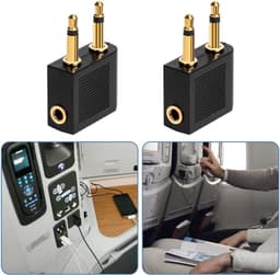 Twee vliegtuighoofdtelefoonadapters - 3,5 mm hoofdtelefoonaansluiting - verguld, universeel - geschikt voor multimediasystemen — thumbnail 4