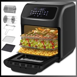 Aurixi® Airfryer XXL - Mini-oven - Heteluchtfriteuse - 12L - 12 Programma's - Zwart - 38cm x 38cm x 44cm — thumbnail 1
