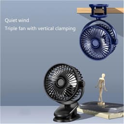 Ventilator - USB ventilator - Mini ventilator - Tafelventilator - Met klem - 3 instelbare snelheden - Verstelbare hoek - Draagbare koelventilator - Ideaal voor kantoor, school & studentenkamers - Wit — thumbnail 2