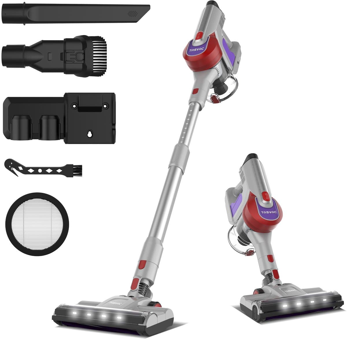 YYchan Stofzuiger - Steelstofzuiger Draadloos - 300W Krachtige - 60 min Accu - 30kPa - Zonder zak - LED - Rood — afbeelding 1