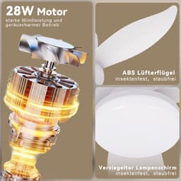NETTLIFE Plafondventilator met Verlichting - Stil - 5 Bladen - Wit - Dimbaar - 6 Snelheden - Met Afstandsbediening - Voor Slaapkamer & Woonkamer — thumbnail 2