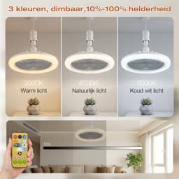 MUPOO Plafond ventilator met LED verlichting E27 Fitting met 360° Draaibaar -APP & Afstandsbediening - 3 Snelheden & Dimbaar - Mini Ventilatorlamp Ø 25cm- lamp ventilator plafond Voor Kinderkamer,Garage & Keuken -Grijs — thumbnail 3