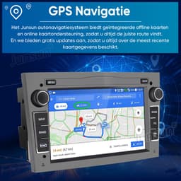 Junsun Android 15 Autoradio Geschikt Voor Opel Astra H Corsa C D Vectra C Zafira Accessoires, Draadloze CarPlay met bluetooth, Stuurwielbediening，DAB+, GPS-Navigatie, Bluetooth, WIFI, 7 inch Touchscreen, 2GB+64GB, DSP, Quad-core processor, grijs — thumbnail 3
