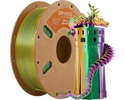 3D Printer Filament Silk PLA 1.75mm, 1kg Multicolor (Groen, Lila, Geel)