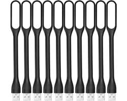 10 Stuks USB LED Koppelarm Leeslamp - Oogvriendelijk Flexibele Arm voor Powerbank Laptop Bureau - Zwart