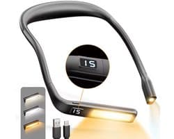BP® Nekleeslamp met Timer - Leeslampje voor Boek - Leeslampje voor in Bed - Neklampje voor Haakwerk - Neklamp - Digitaal Display - Oplaadbaar - 3 kleuren licht - 9 standen - Zwart