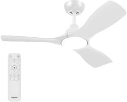 Philips Fixed Blade Ventilator met LED lamp - Diameter: 106cm - 2650 Lumen - Instelbaar wit licht van 3000K tot 6500K - Dimbaar tot 5% - Inclusief afstandsbediening - Wit