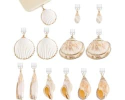 12-delige set zeeschelp anti-stof charms met shell hangers voor telefoon, tablet en e-reader - bescherm je oplaadpoort
