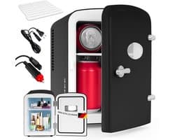 Glitzerlife - Mini Koelkast 4L - Draagbare koelkast 12V 230V - Stil 25dB - Thermo-elektrische koeling tot 18°C onder omgeving - ideaal voor auto, kamer, camping, camper, kantoor en reizen - Zwart