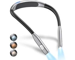 MIRA® Neklamp - Leeslamp - Nachtlampje - Lichtgewicht - Zwart / Grijs - ‎18cm x 13cm x 3cm