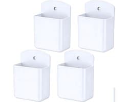 Organizer voor afstandsbedieningen - Zelfklevend - Set van 4 - Wit - Afmetingen: 6,5*3,5*10 cm