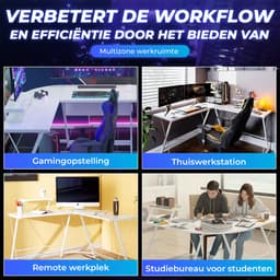 Lexorion L-Vormig Game Bureau Hoekbureau | Game Bureau | Game Bureau Wit | Computerbureau – Gaming Bureau – Waterproof & Krasbestendig – Monitor Stand — thumbnail 5