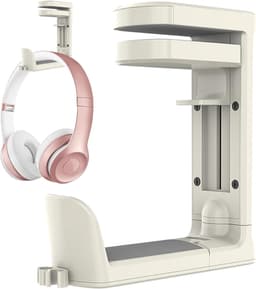 2 stuks Koptelefoonhaak voor Bureau - 360° Draaibare Haak Houder Voor Hoofdtelefoon - Kantoor Headset Stand | Voor Kantoor Thuiswerkplek Computer Slaapkamer Dormitory，wit — thumbnail 5