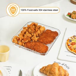 Airfryer Rekken, Vierkant Drie Lagen met 4 Poten Stapelbaar 304 Rek, Airfryer Mand Lade, Airfryer Accessoires, Grillrek voor Ninja Speedi 5,7L, Instant, Cosori Airfryer — thumbnail 3