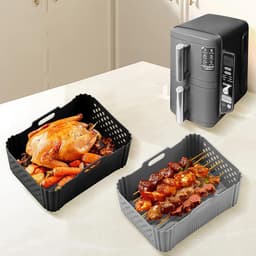 Siliconen vorm heteluchtfriteuse voor Ninja Foodi Max Dual Zone AF400EU, Ninja Airfryer-accessoires 9,5 L 10,4 L, siliconen vorm voor Ninja Double Stack XL SL400EUCP, siliconen voeringen voor Ninja — thumbnail 2