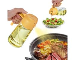 470 ml olieverstuiver en -dispenser 2-in-1 - olijfoliedispenser en schenker voor keuken - airfryer - salade - barbecue - geel