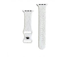 Gegraveerd wit horlogebandje smartwatch dames met bloemen reliëf en gesp Geschikt voor Apple Watch 42mm (serie 1 / 2 / 3) / 44 mm / 45 mm / 46 mm (serie 10 / 11) / 49 mm (Ultra 1 / 2 / 3) zachte band met gaatjes vervangende watch band