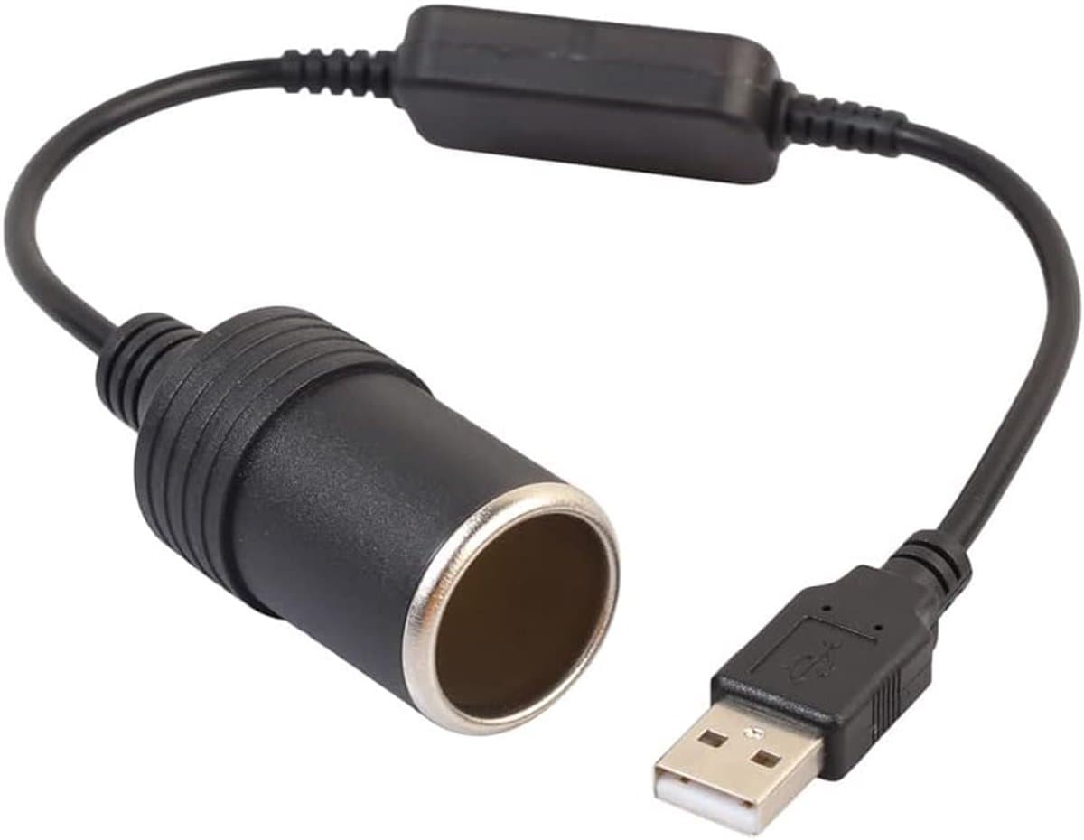 USB-naar-sigarettenaanstekeradapter, 5V USB-naar-12V vrouwelijke adapter, oplaadkabel Geschikt voor auto-aanstekers, dashcams en GPS-apparaten. — afbeelding 1
