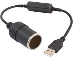 USB-naar-sigarettenaanstekeradapter, 5V USB-naar-12V vrouwelijke adapter, oplaadkabel Geschikt voor auto-aanstekers, dashcams en GPS-apparaten.