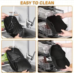 Gigicial Siliconen mandvoeringen voor de airfryer - Airfryer accessoires - Voor AF500EU/500 modellen en vier airfryer standen - 4-pack - Zwarte herbruikbare mandvoeringen — thumbnail 4