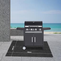 BBQ Mat Rechthoek 100x120 cm - Barbecue vloermat voor BBQ - Grijs Barbecue tapijt voor barbecueën, terras en tuin — thumbnail 2