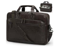 Retro Leren Messenger Tas voor Laptop - Waterdichte Schoudertas met Meerdere Vakken voor Werk en Reizen